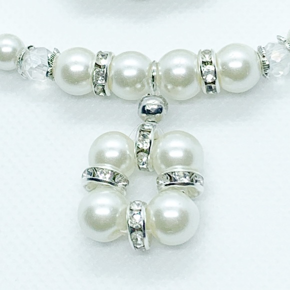 Glass Pearl And Rhinestone Spacer Bead Jewelry Set - Picture 3 of 7